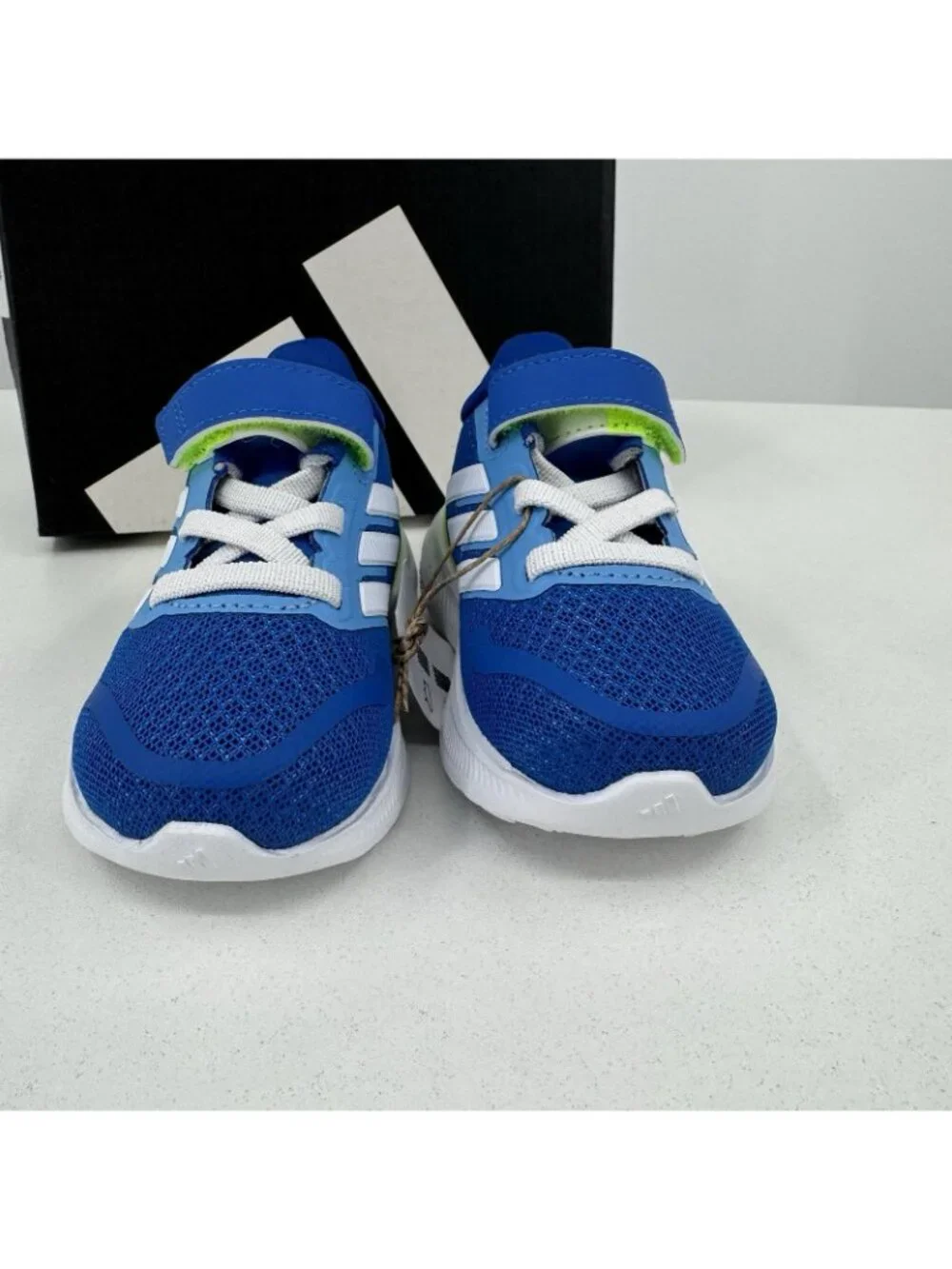 Adidas Infant Boys Run Falcon 5 EL Running Shoes size 5K Hook & Loop Blue JQ5667
